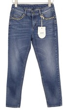 LIU JO Ideal Women's Jeans W28 Blue Skinny Washed Zip Fly Ankle Logo *