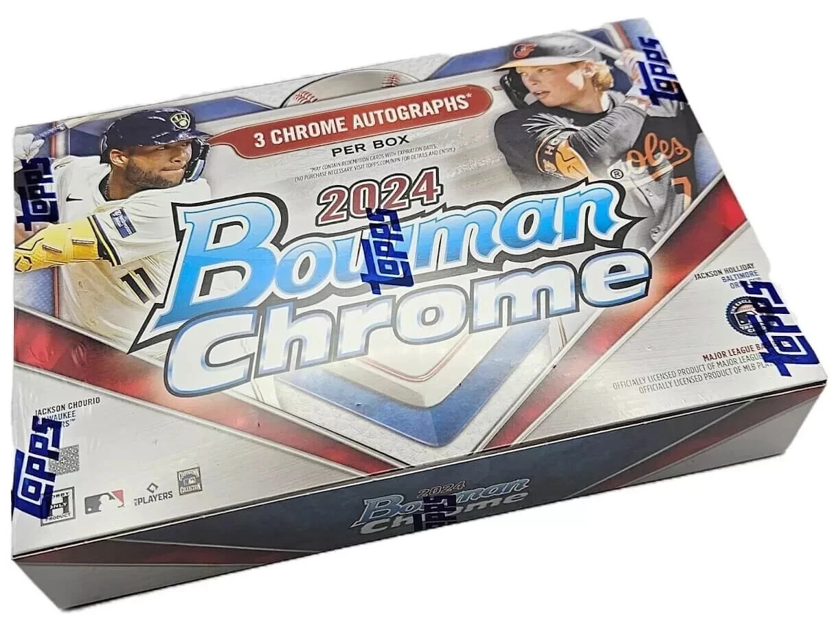 2024 BOWMAN CHROME BASEBALL HOBBY HTA BOX - 3 AUTOS/BOX -