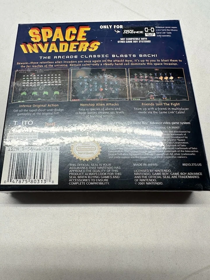 RARE Space Invaders (Nintendo Gameboy ADVANCE Boy GBA) Complete SEALED ORIGINAL - Image 2 of 4