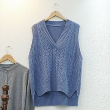 Cable Knit Women Sweater Jumper Vest Waist Guilt Preppy Sleeveless Pullover