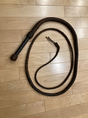 Fouet vintage Mexico cuir Indiana Jones longueur supérieure à 9,5 pieds - Photo 3/14