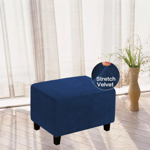 Ottomane Bezug Samt Plüsch Hoch Stretch Fußhocker Schonbezug Schutz Rechteckig - Bild 30 von 73