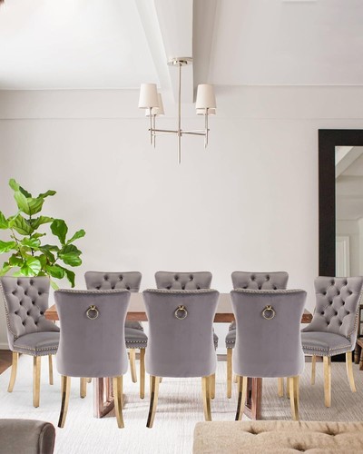 SOAR FLASH Velvet Dining Chair Set Upholstered Tufted Chair w/Sliver/Golden Legs - Picture 75 of 103