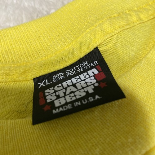 VTG Screen Stars T Shirt Single Stitch XL Hog Roast Funny Pig Beer 90s Yellow - Picture 2 of 9