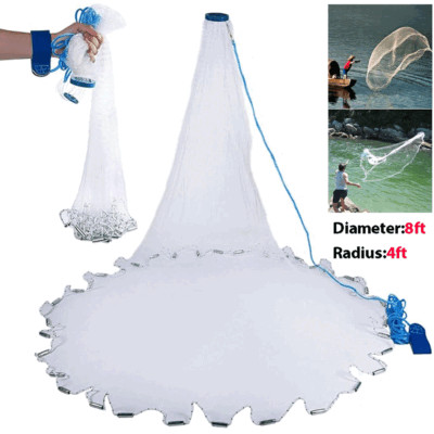 Cast Net Flying Disc NEW Fishing Cast Net Bait Easy Throw Hand Cast Strong Nylon Mesh 3 ...