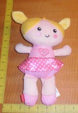 Fisher Price Polka Dots Pink Plush Music Musical Lovey blonde blue eyes