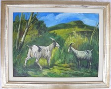 Lamberto LAMBERTI (Brescia 1925-2003) CAPRE al PASCOLO OLIO cm 60x80 + cornice