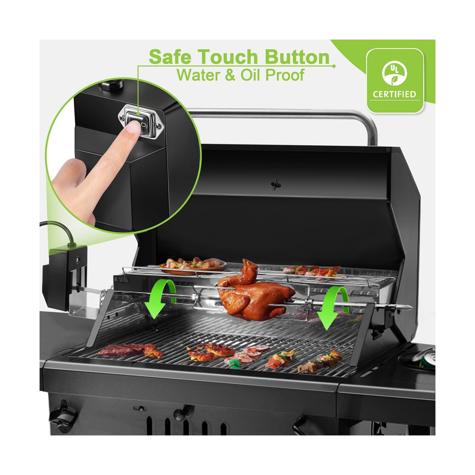 Dreyoo Rotisserie Grill Kit, UL Certificated Universal Grill