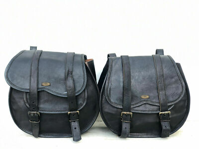 Leather Western 2 Side Bags Bike Seat Tooled Black Bag Saddle ...