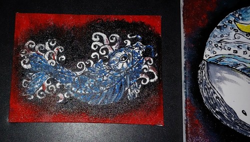 Pintura al óleo original de 3 piezas Twin Fish MOON - creada por: Will J. Thompson Jr. - Imagen 11 de 12