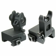Premium Mil Spec Flip up Front Rear Iron Sight Set Fits Picatinny Rails Flattop