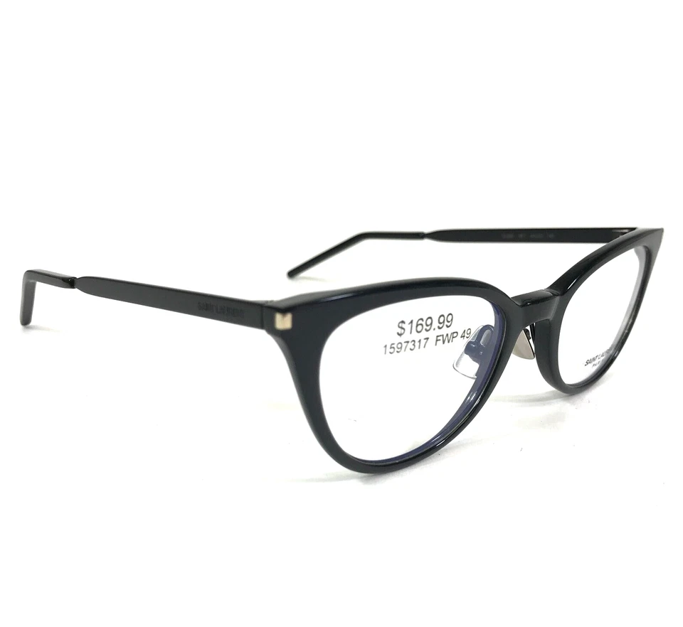 Monturas para gafas Saint Laurent SL264 001 negras redondas ojo de gato borde completo 49-20-145 Foto 3 de 4