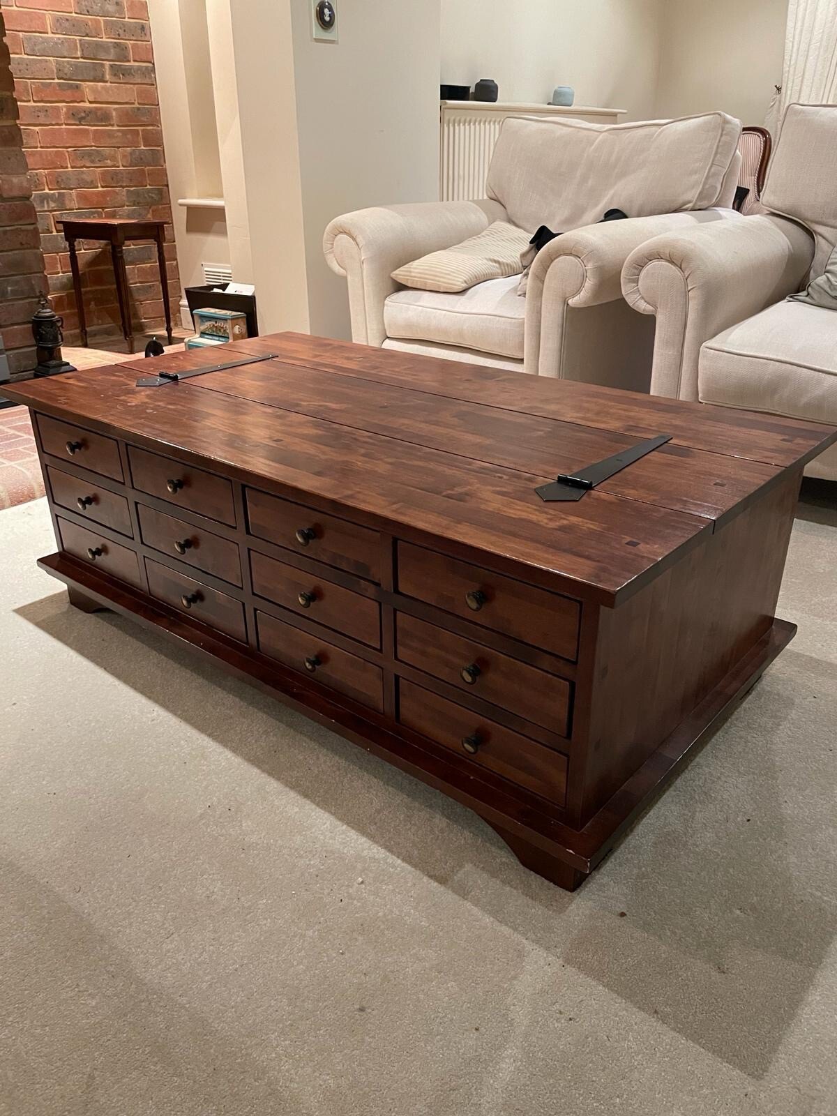 Laura Ashley Garrat 12 Drawer Apothecary Coffee Table Dark Brown USED