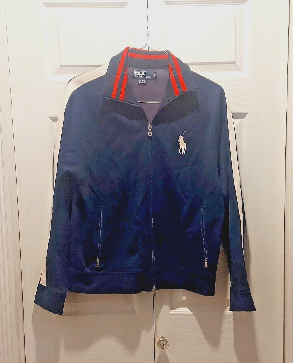 Polo Ralph Lauren Big Pony Track Jacket Taglia Media Blu Bianco & Rosso Sport