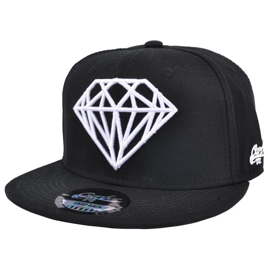 Men’s Cotton Snapback Baseball Cap, Diamond Logo, Flat Peak Adjustable, Stylish