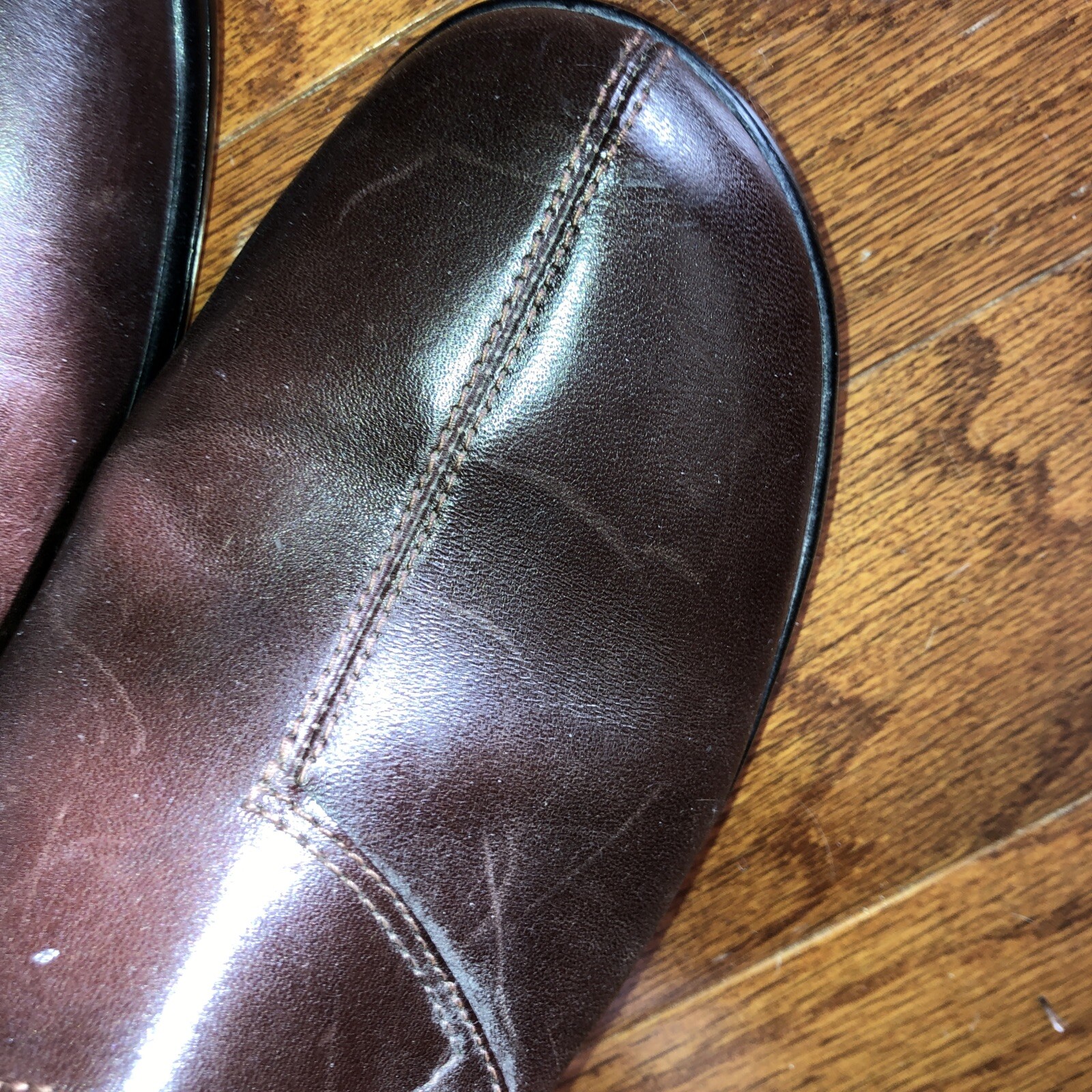 Clarks Slip On Brown Leather Heeled Clog Wedges Shoes Open Back Womens ...