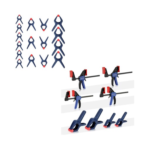 WORKPRO Clamp Set, 20Piece Nylon Spring Clamps and 4Piece Bar Clamps