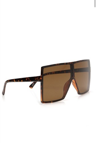 oversized chic flat sunglasses unisex blak brown ombre - Picture 10 of 22