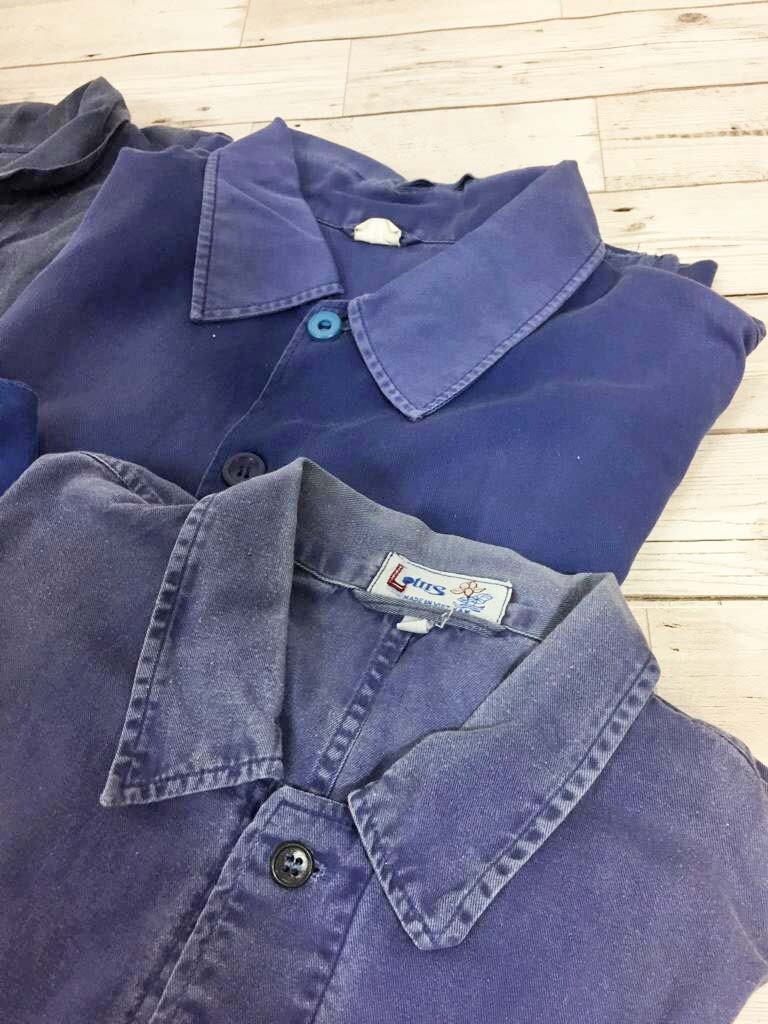 Vintage 1960s Faded EU French Blue Worker Chore Jackets