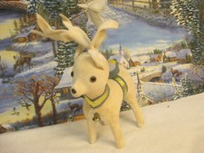 Vintage Dakin Dream Pet LIKE White Reindeer with Bell  1157 TST