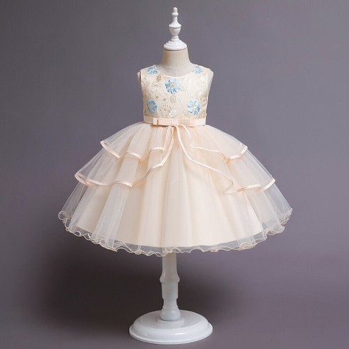 Flower Girls Kids Baby Bridesmaid Tutu Dress Party Bow Wedding Princess Dresses - Picture 6 of 17