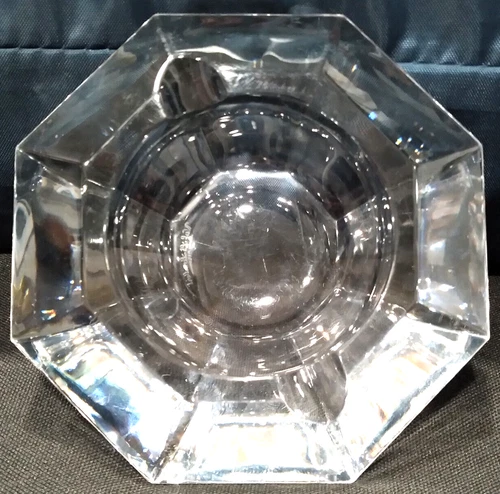 Val St Lambert, Heavy Crystal Octagon Ashtray Cigarette Cigar Belgium Vintage