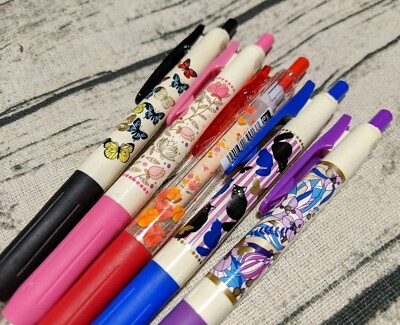 5x Rare EDITION Butterfly Zebra Sarasa Clip Pens Red Flowers