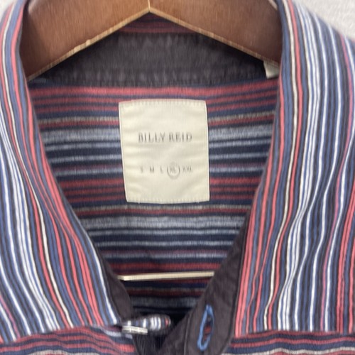 Billy Reid Polo Shirt Men's Short Sleeve XL Blue Striped Cotton Preppy Golf y2k - Picture 7 of 13