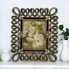 Vintage Italy Tizo Jeweled Rhinestones Loop Heart Photo Picture Frame 2.5" X 3"