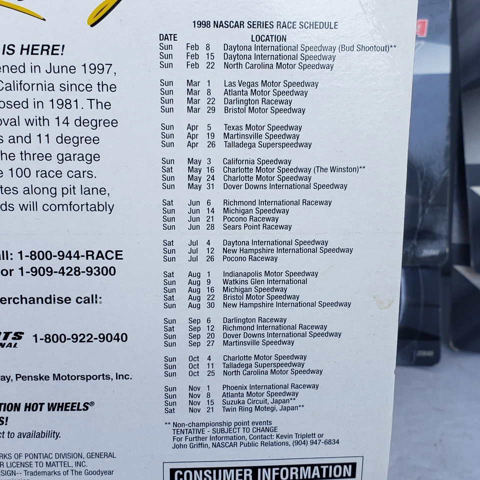 Hot Wheels 1998 First Edition Pro Racing California Speedway Pontiac Grand Prix - Image 4 of 4