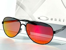 NEW Oakley FEEDBACK Aviator Shiny Black POLARIZED Galaxy Ruby Sunglass 4079-34