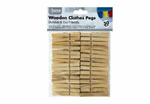 Home Connection Wooden Clothes Pegs - Pack of 30