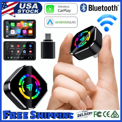 2-in-1 Wired to Wireless CarPlay Adapter / Android Auto Adapter Plug & Play WiFi - Picture 1 of 23