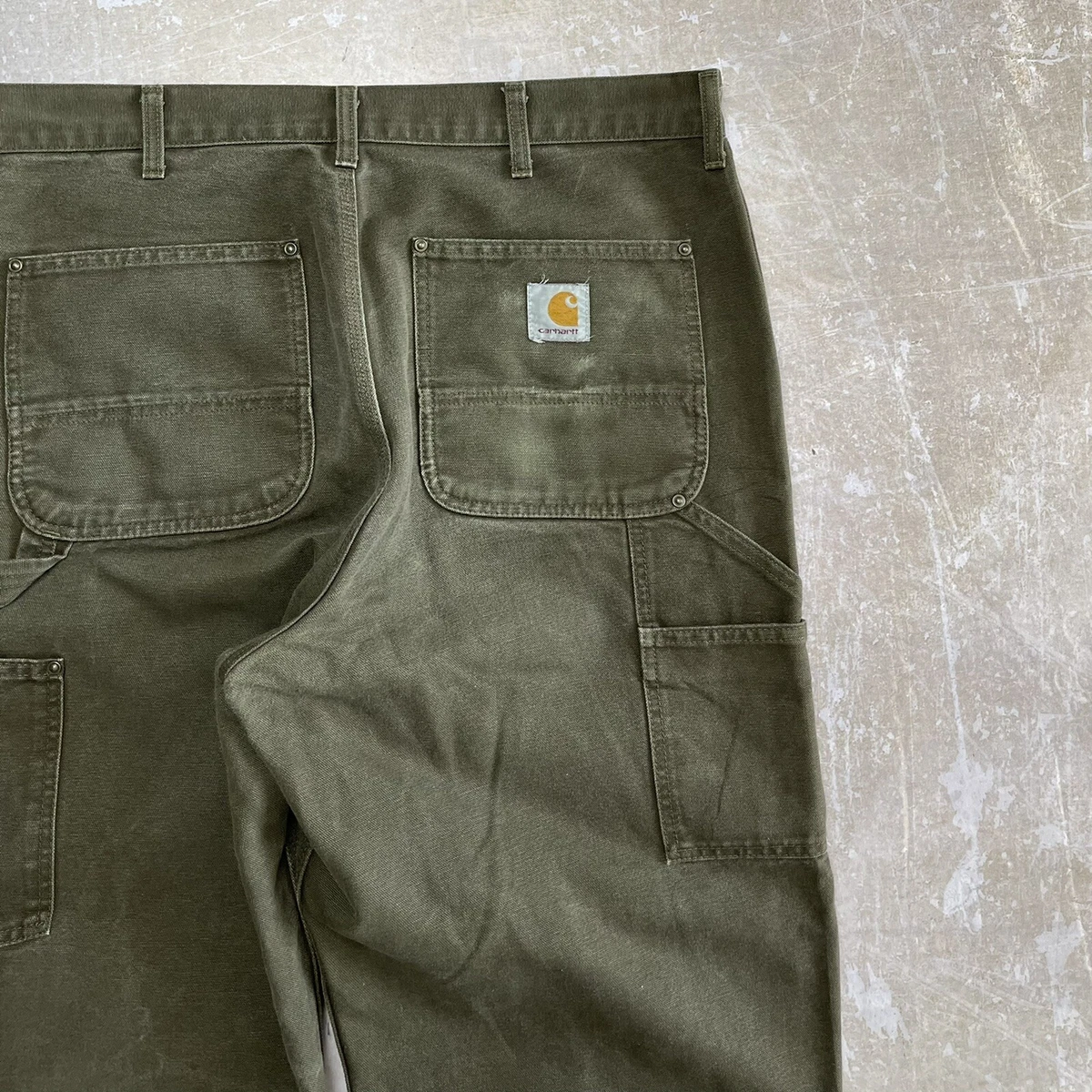 Vintage Carhartt Double Knee Pants MOS Green Union Made in USA Wide Leg  38x30