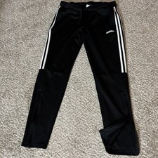 Adidas Track Pants Womens M Black White 3 Stripe AEROREADY Ankle Zip Athletic
