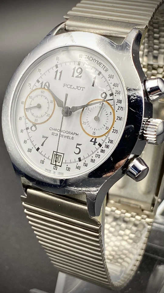 🚩 POLJOT cronógrafo 3133 NOVO relógio de corda manual masculino 23 joias vintage - Imagem 2 de 4