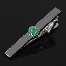 Green Clover Leaf Tie Clip Men Birthday Wedding Gift Fashion Tie Bar