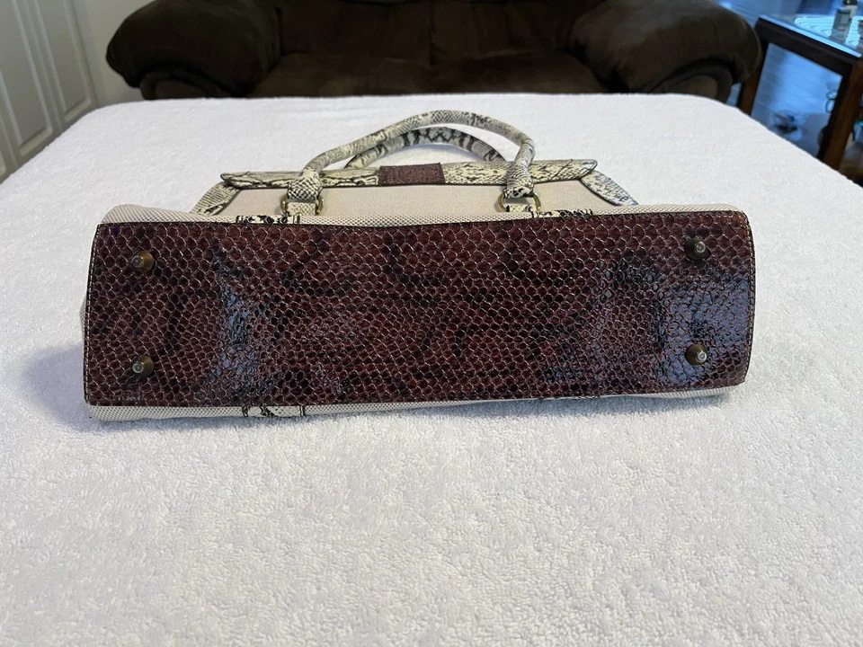 Bolso Cartera Bolso Dolce & Gabbana Off White Piel de Serpiente Piel de Pitón Natural Foto 4 de 4