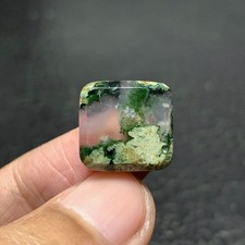 Tiny Scenic Moss Agate Cabochon 15x14.5x4mm High Quality 10.5 ct