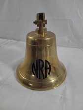 Large Solid Brass Bell Antique Hanging Wall Mount Nautical NRA Freedom