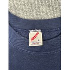 VTG Jerzees navy crewneck sweatshirt large with white printed specifications and “Made in U.S.A.” text on collar.