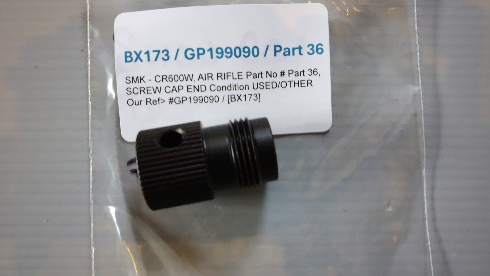 Spare Part for SMK - CR600W, AIR RIFLE Part No # Part 36, SCREW CAP END Condi...