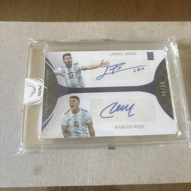 2022 FansMall Lionel Messi/Marcos Rojo Dual Auto Blue /25