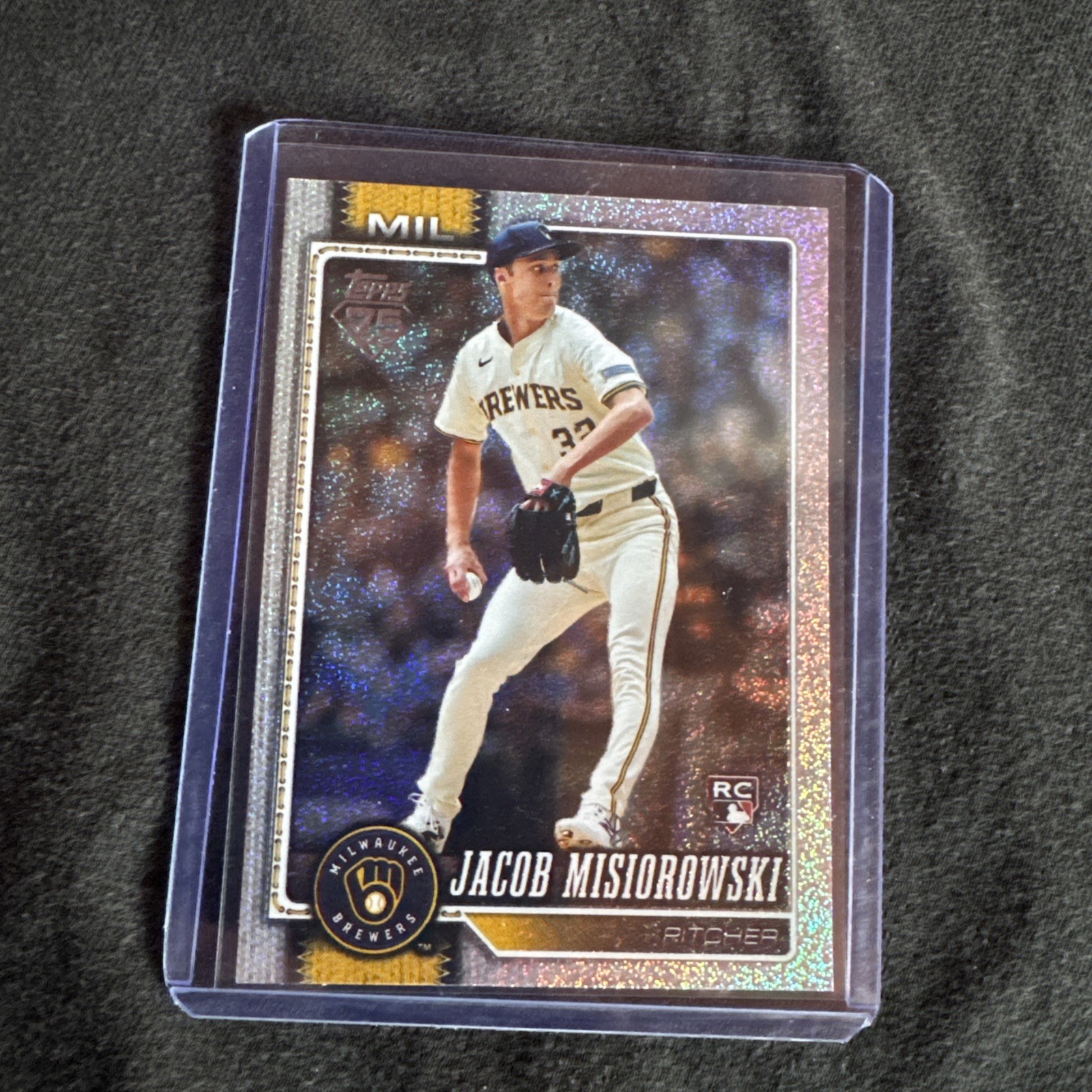 2026 Topps Series 1 Jacob Misiorowski Sand Glitter Rookie Card #10 Brewers