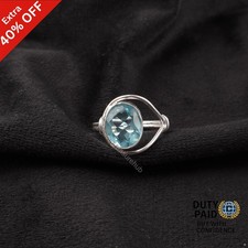 Valentines Sale Sky Blue Topaz Gemstone 925 Sterling Silver Promise Band Ring