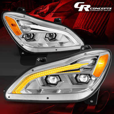 Pair Chrome Switchback Full 3D LED Bar Headlights for 2022-2024 Kenworth T680