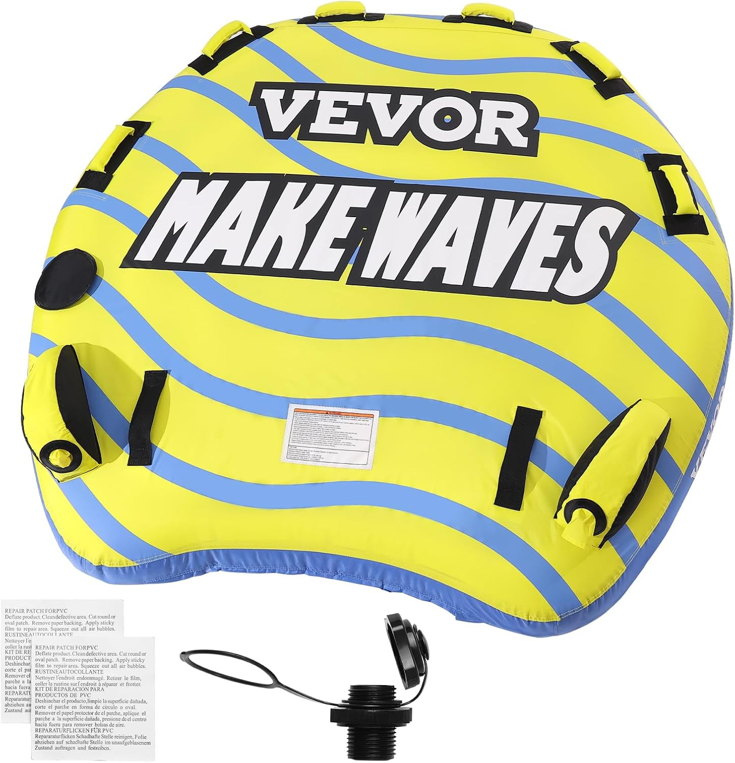 Inflatable Towable Tube Tube Boating, 1-3 Riders, with Bumper Fins, 510 lbs