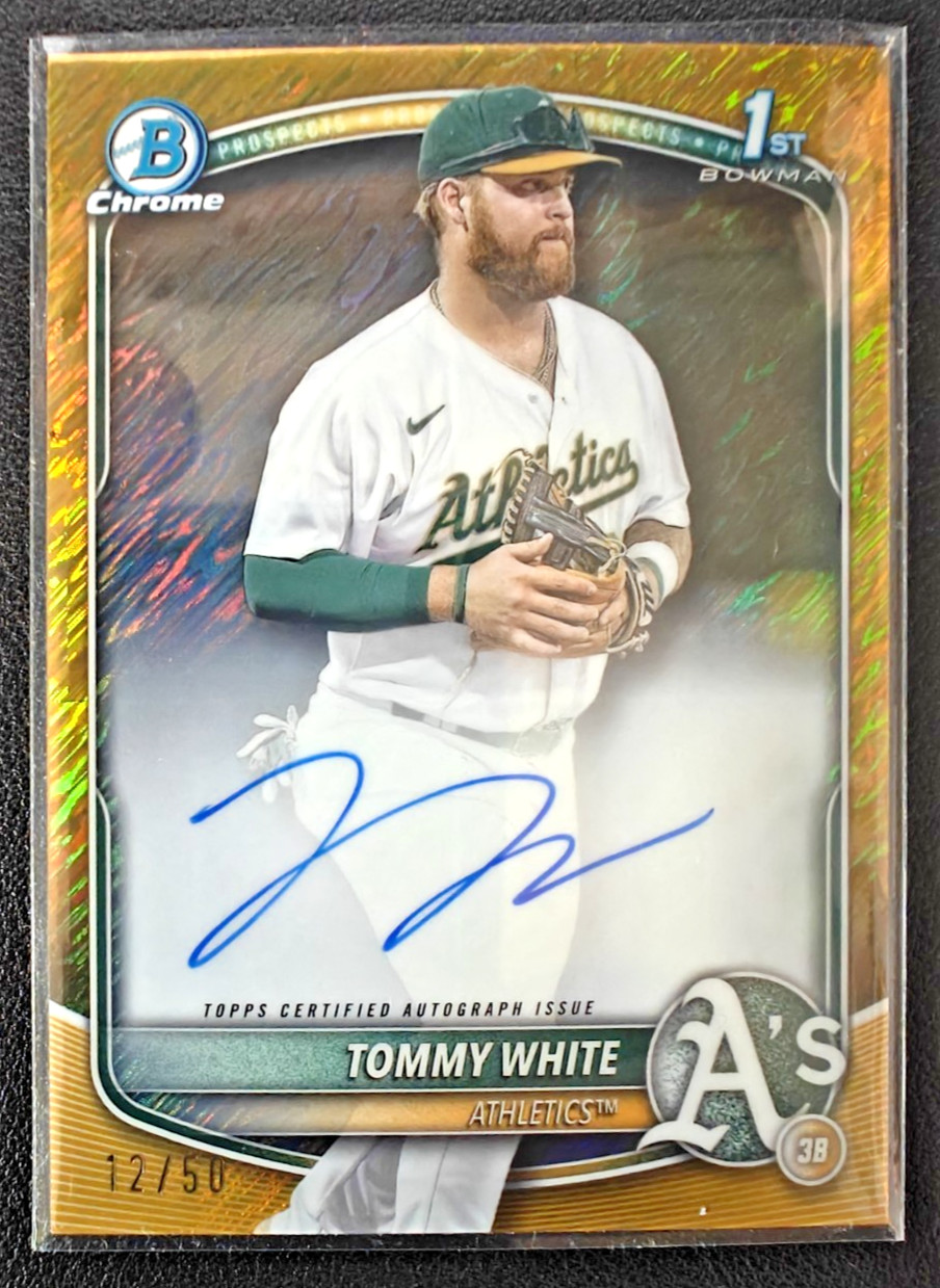 Bowman Chrome 2025 Tommy White A's Auto 12/50 Gold Shimmer Refractor 1st Bowman