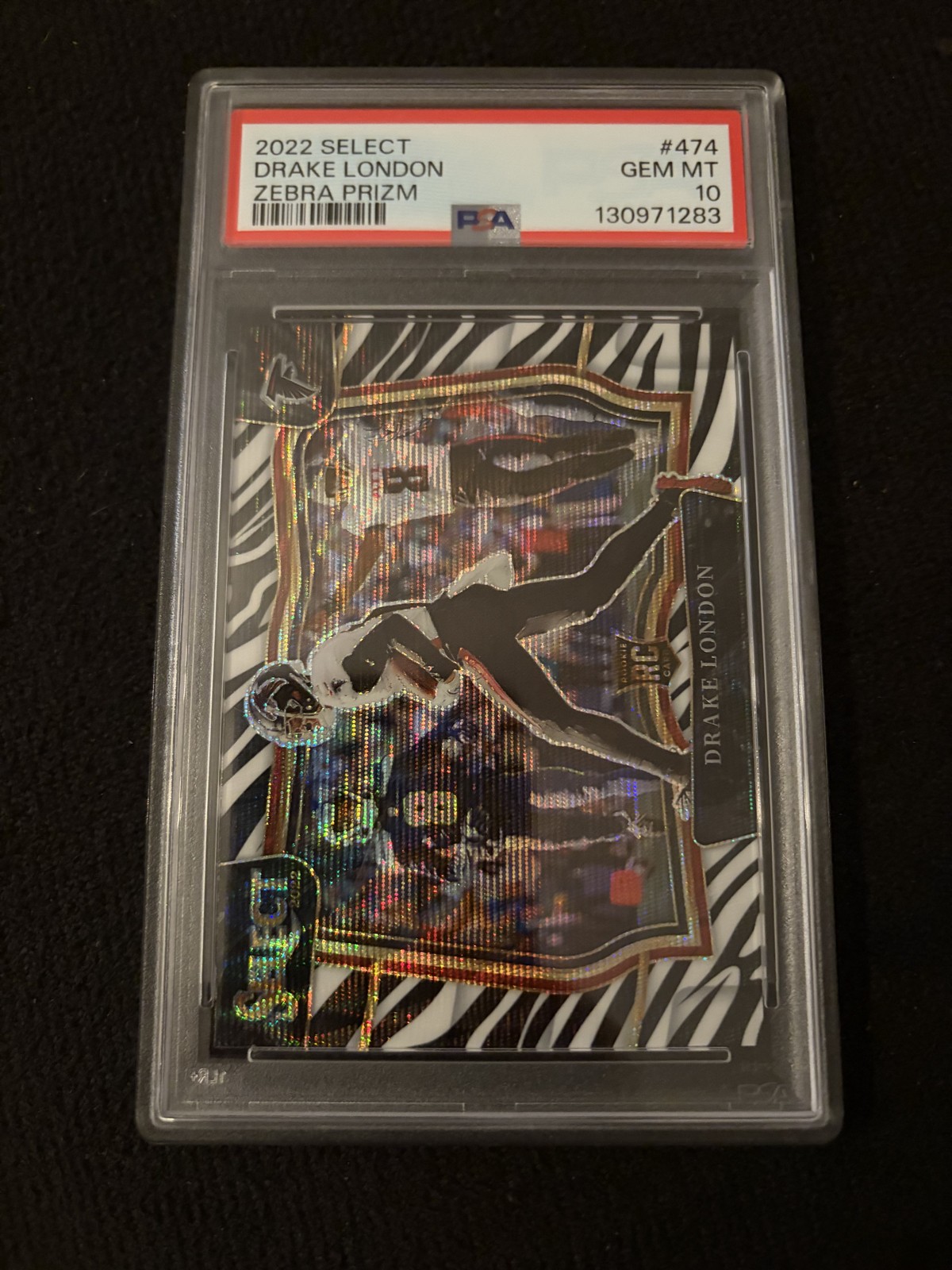 2022 Panini Select - Field Level Drake London #474 Zebra Prizm (RC)