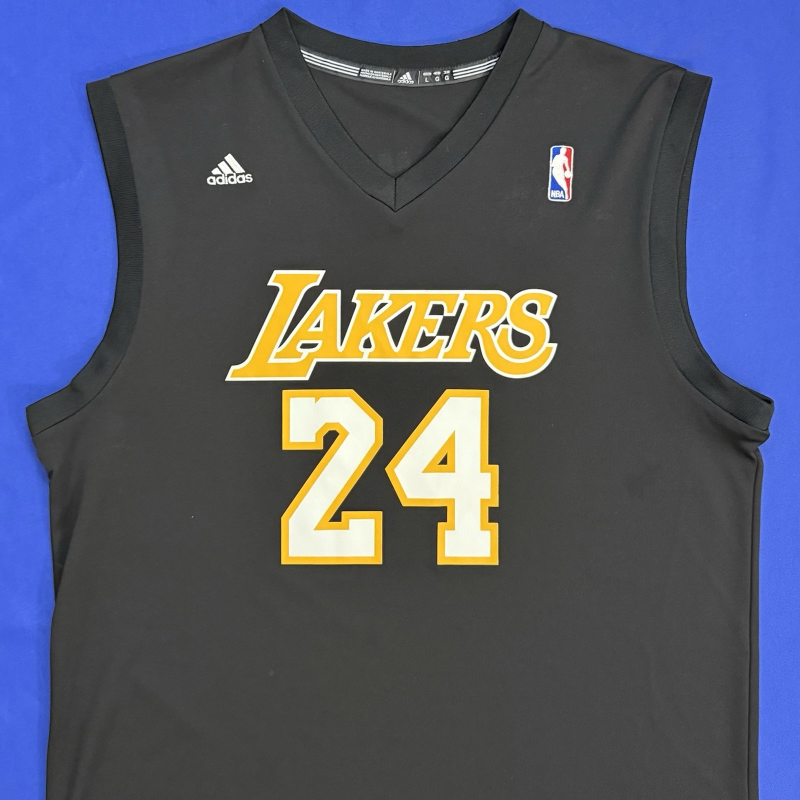 Rare Adidas Kobe Bryant Los Angeles Lakers #24 Black Mamba Nickname Jersey Men L